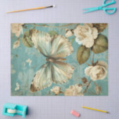 Shabby chic witte vlinder & blush rozen tissuepapier (Craft)