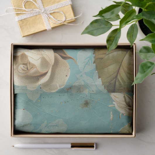 Shabby chic witte vlinder & blush rozen tissuepapier (Geschenk)