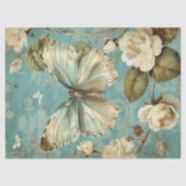 Shabby chic witte vlinder & blush rozen tissuepapier (Voorkant)