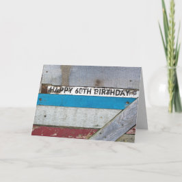 Shabby Chic Wood 60th Birthday Kaart