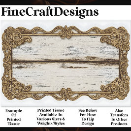 Shabby Chic Wood + Gold Scroll Lijst AN2 Decoupage Tissuepapier