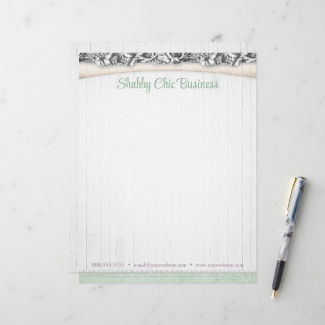 Shabby Chic  Wood Letterhead Briefhoofd (Voorkant / Achterkant in situ)