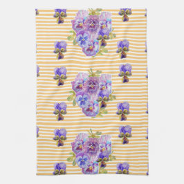 Shabby Chic Yellow Pansy Floral Kitchen Tea Towel Theedoek