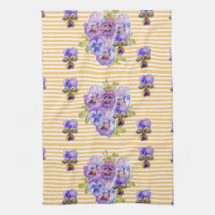 Shabby Chic Yellow Pansy Floral Kitchen Tea Towel Theedoek