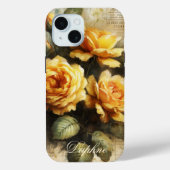  Shabby Chic Yellow Rose Aangepaste naam Case-Mate iPhone Case (Achterkant)
