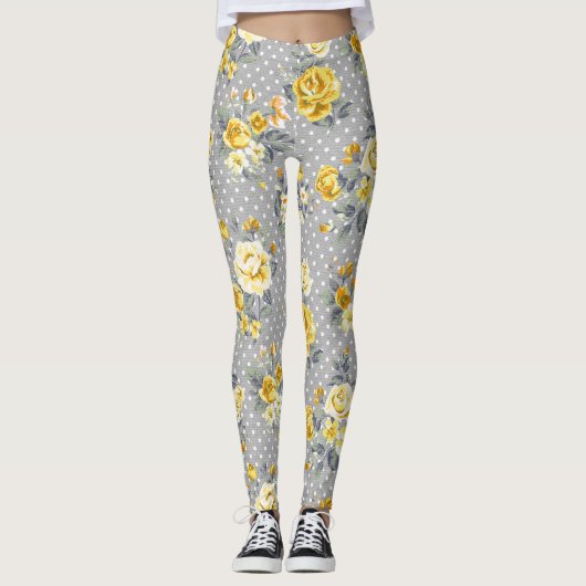 Shabby Chic Yellow Rose Leggings (Voorkant)