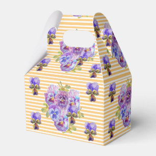 Shabby Chic Yellow Stripe Pansy Floral Favor Box Bedankdoosjes