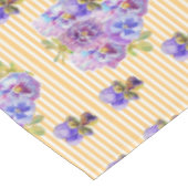 Shabby Chic Yellow Stripe Pansy Floral Tablecloth Tafelkleed (Gekanteld)