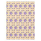 Shabby Chic Yellow Stripe Pansy Floral Tablecloth Tafelkleed (Voorkant)