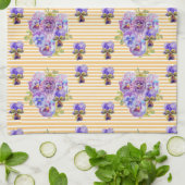 Shabby Chic Yellow Stripe Pansy Floral Theedoek (Gevouwen)