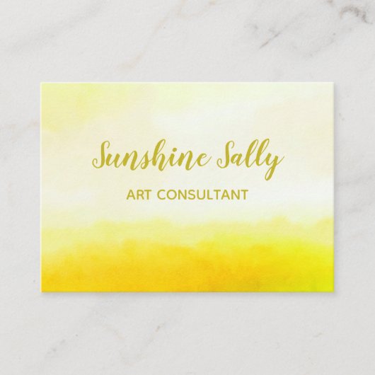 Shabby Chic Yellow Waterverf Wash Achtergrond Visitekaartje (Voorkant)