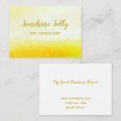 Shabby Chic Yellow Waterverf Wash Achtergrond Visitekaartje (Voorkant / Achterkant)