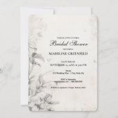 Shabby Chic Zwart Bloem Bruidsfeest Kaart (Voorkant)