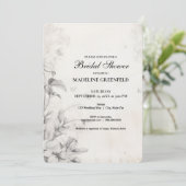 Shabby Chic Zwart Bloem Bruidsfeest Kaart (Staand voorkant)