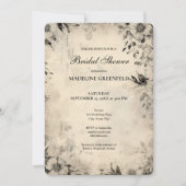 Shabby Chic Zwart Bloemend Bruidsfeest Kaart (Voorkant)