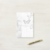 Shabby Chic Zwart & Witte Vlinder Bloem 3M  Post-it® Notes (Op bureau)