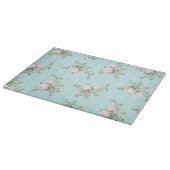 Shabby chici-glazen snijplank met roze snijrozen (Hoek)