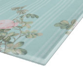 Shabby chici-glazen snijplank met roze snijrozen (Hoek)