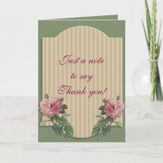 Shabby chick  rozen "Bedankt" kaart (Voorkant)