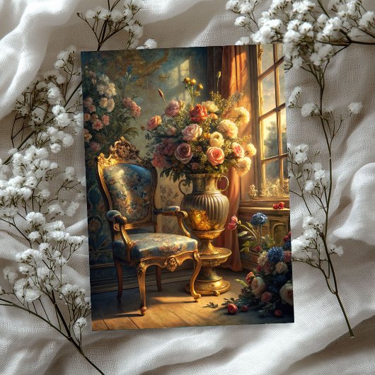 shabby chique barokke gouden fauteuil rozen tissuepapier