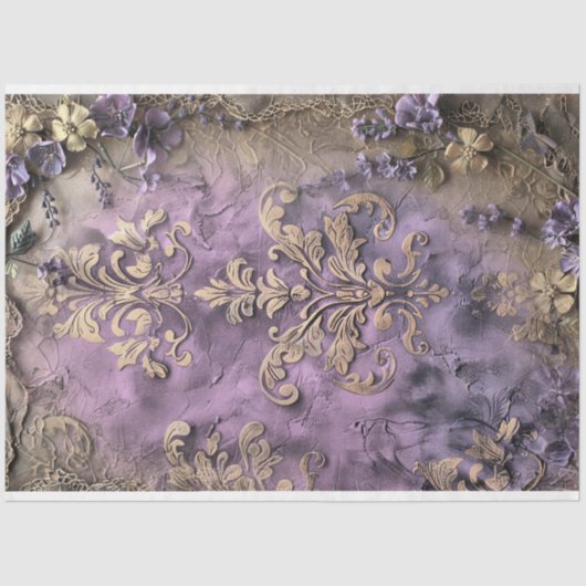 Shabby Chique, Bloemen & Demask Digitale Gemengde  Tissuepapier (Voorkant)