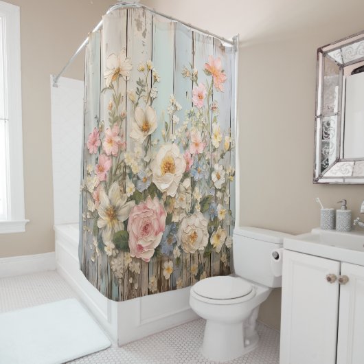 Shabby Chique Bloemen Douche Gordijn (In situ)