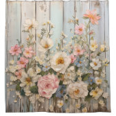 Shabby Chique Bloemen Douche Gordijn (Voorkant)