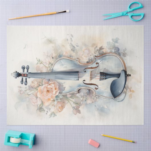  shabby chique bloemenpastel groene viool tissuepapier (Craft)