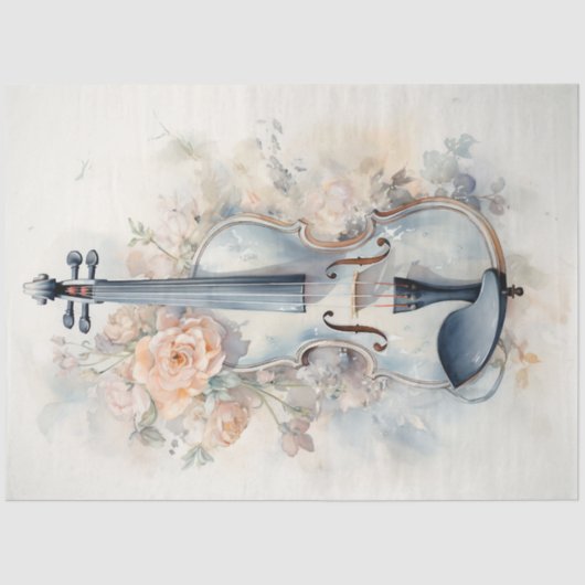  shabby chique bloemenpastel groene viool tissuepapier (Voorkant)