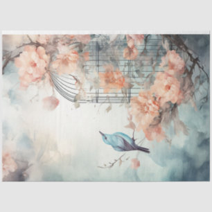  shabby chique bloemenpastel groene vogelkooi tissuepapier