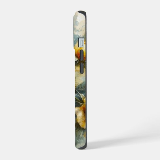 Shabby Chique Bord Geel Rose Aangepaste Naam iPhone 15 Case (Linkerkant)