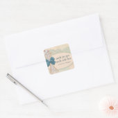 Shabby chique breinaalden strik kant vierkante sticker (Envelop)