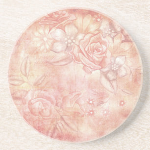 Shabby Chique Decor Roze & Perzik Bloemen Decoupag Zandsteen Onderzetter