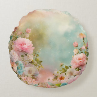 Shabby chique dromerige pastel kleuren rond kussen