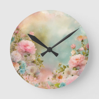 Shabby chique dromerige pastel kleuren ronde wandk klok