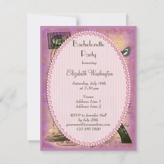 Shabby Chique Eiffeltoren & Rode Wijn Bachelorette Kaart (Achterkant)