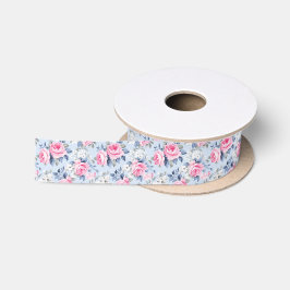 Shabby Chique Esthetische Rozen Naadloos Patroon Satijnen Lint