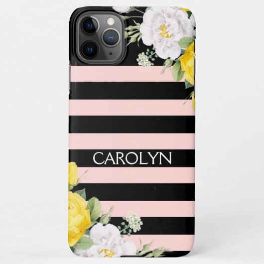 Shabby Chique Geel Wit Rozen Bloemen Patroon iPhone Hoesje (Achterkant)