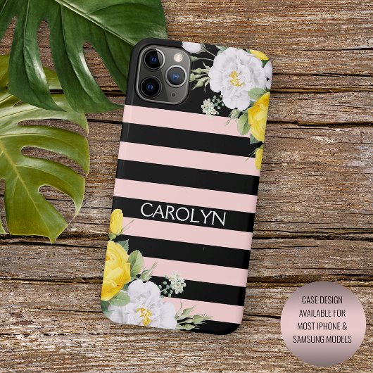 Shabby Chique Geel Wit Rozen Bloemen Patroon iPhone Hoesje