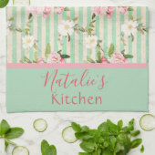 Shabby Chique Groen Wit Strepen en Keukenhanddoeke Theedoek (Gevouwen)