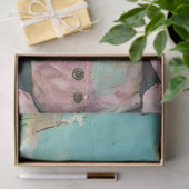 Shabby chique koe in zachte pastel decoupage tissuepapier (Geschenk)