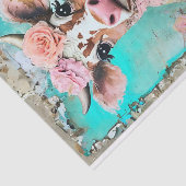 Shabby chique koe met pastel kleuren decoupage tissuepapier (Detail)