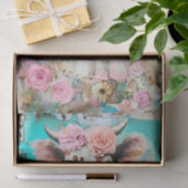 Shabby chique koe met pastel kleuren decoupage tissuepapier (Geschenk)