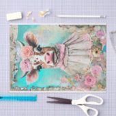 Shabby chique koe met pastel kleuren decoupage tissuepapier (Craft)