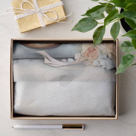  shabby chique koffer bloemenpastel groen tissuepapier (Geschenk)