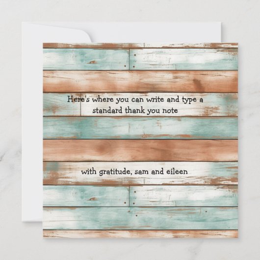 Shabby Chique Koper Planken met Tuin Decor Bedankkaart (Achterkant)