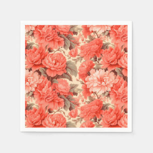 Shabby chique koraal bloemen servet
