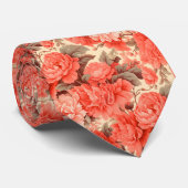 Shabby chique koraal bloemen stropdas (Opgerold)