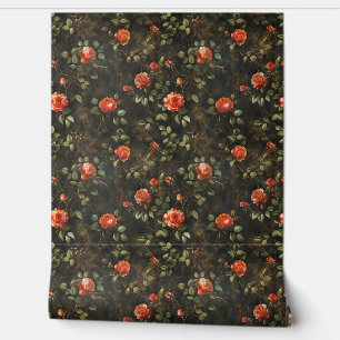  shabby chique koraal oranje Franse rozen Behang