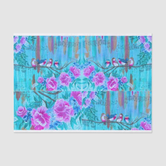 Shabby Chique Muzikale Vogels Papier voor DIY Deco (Voorkant)